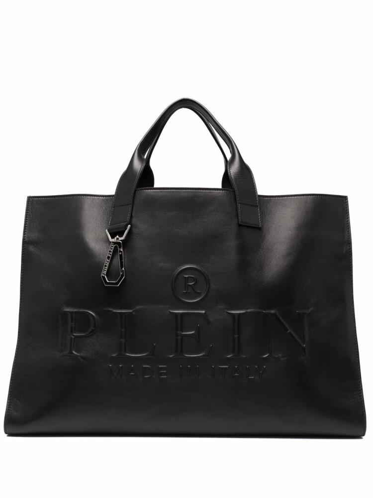 Philipp Plein logo-debossed leather tote bag - Black Cover