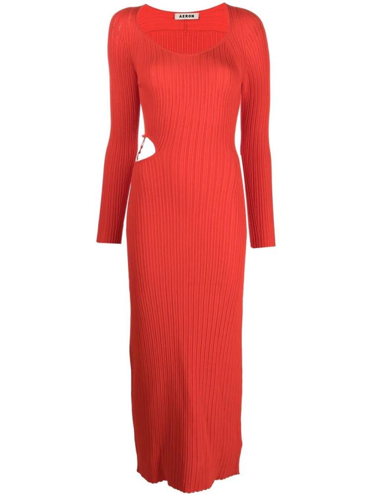 AERON Viviere ribbed-knit maxi dress - Red Cover