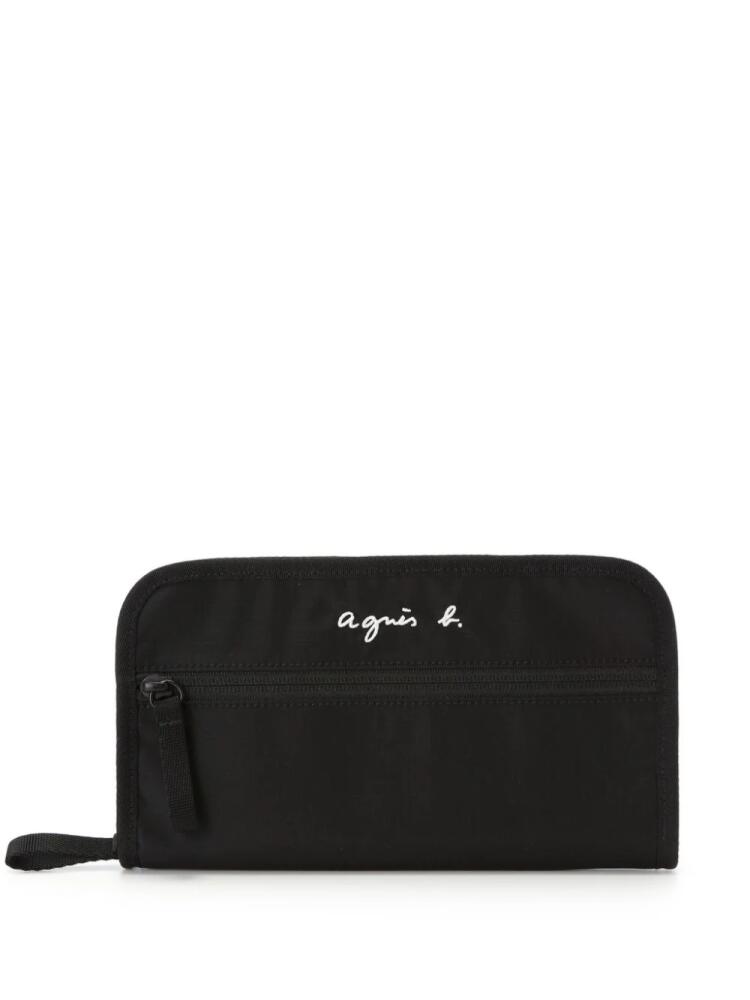 agnès b. logo-embroidered ripstop wallet - Black Cover