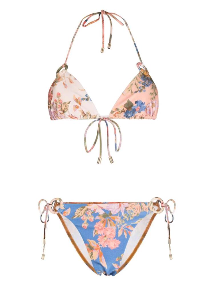 ZIMMERMANN August floral-print bikini - Blue Cover