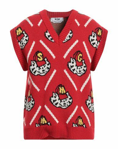 Msgm Man Sweater Red Wool, Polyamide Cover