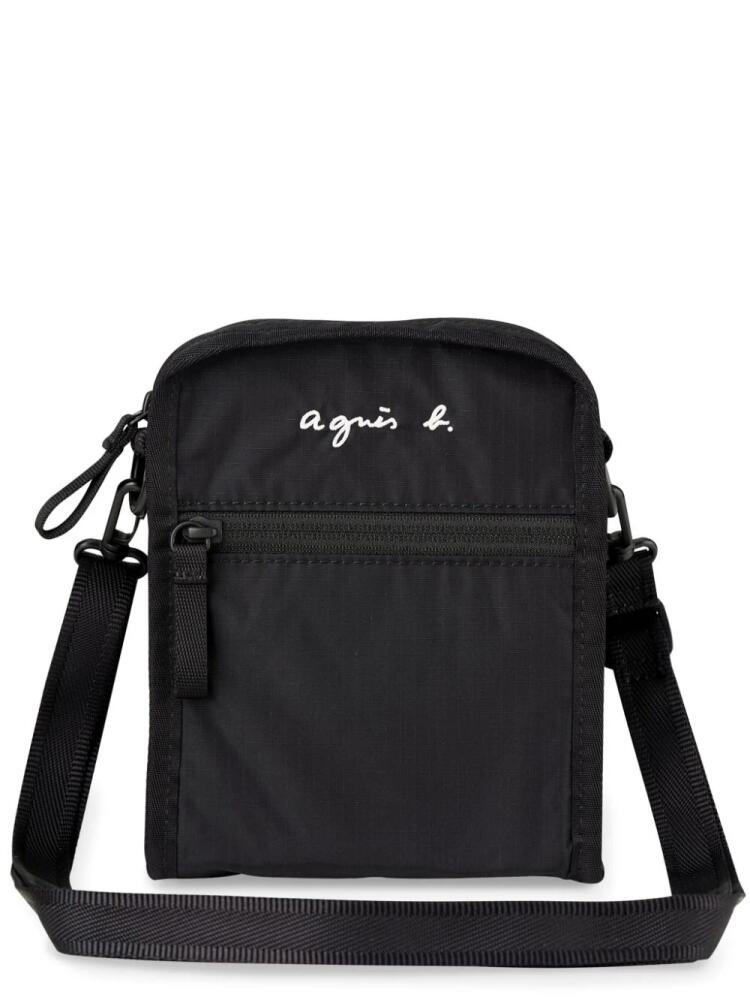 agnès b. logo-embroidered crossbody bag - Black Cover