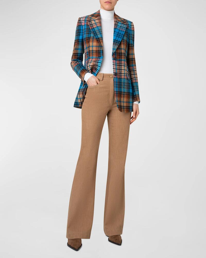 Akris punto Tartan Check Tweed Single-Breasted Blazer Jacket Cover