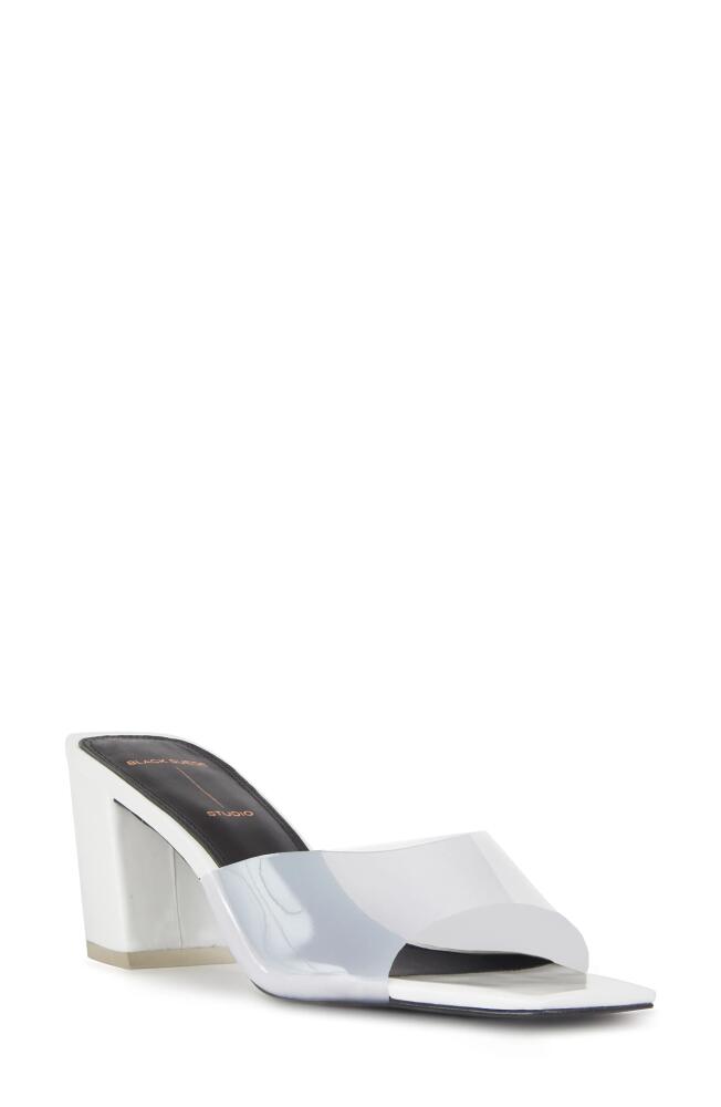 BLACK SUEDE STUDIO Dia Slide Sandal in White Patent Cover