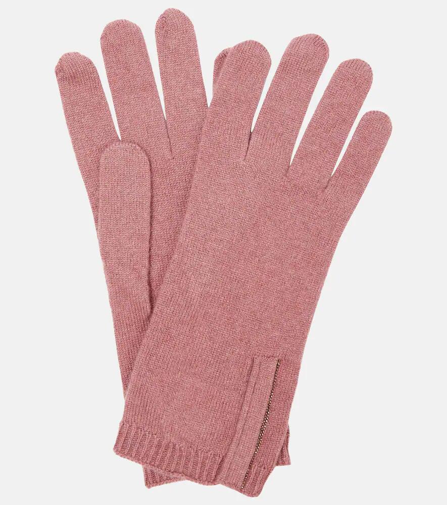 Brunello Cucinelli Embellished cashmere knit gloves Cover