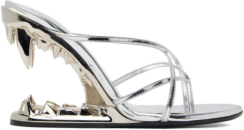 GCDS Silver Morso Thong Heeled Sandals Cover