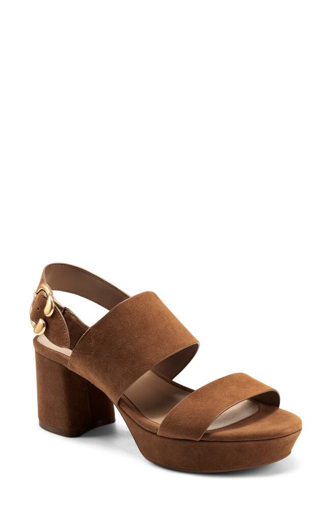 Aerosoles Camera Platform Sandal in Cognac Suede Cover