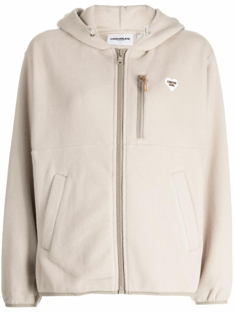 CHOCOOLATE logo-patch hooded fleece jacket - Neutrals Cover