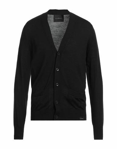 John Richmond Man Cardigan Black Merino Wool, Acrylic Cover