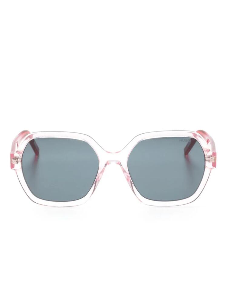 HUGO transparent-design oversize-frame sunglasses - Pink Cover