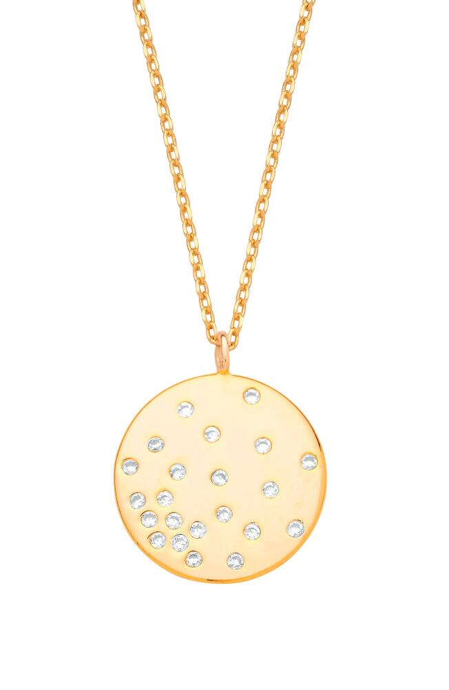 Estella Bartlett Crystal Studded Disc Pendant Necklace in Gold Cover