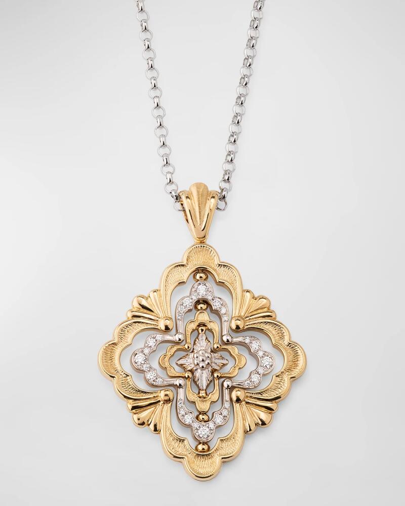 Buccellati Iconica Diamond Pave 18K White Gold and Yellow Gold Pendant Necklace Cover