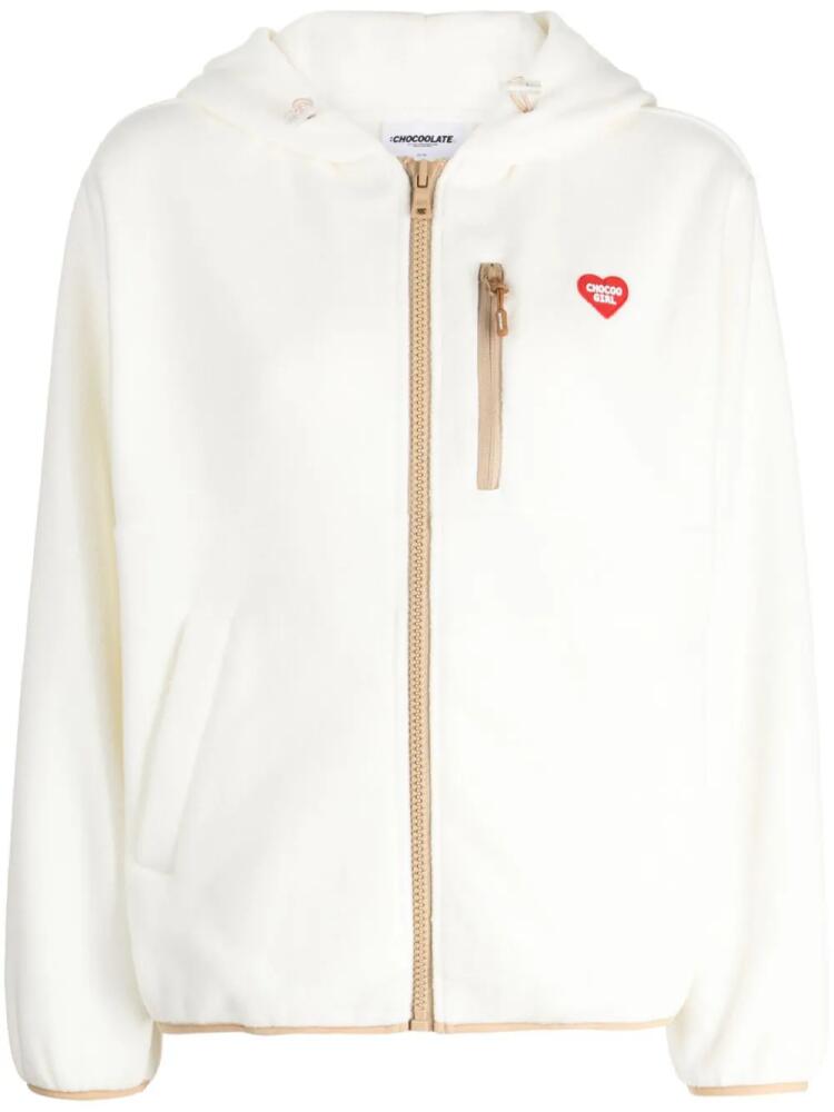 CHOCOOLATE logo-patch hooded fleece jacket - Neutrals Cover