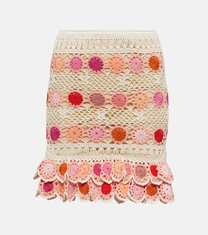 Anna Kosturova Bouquet floral cotton crochet miniskirt Cover