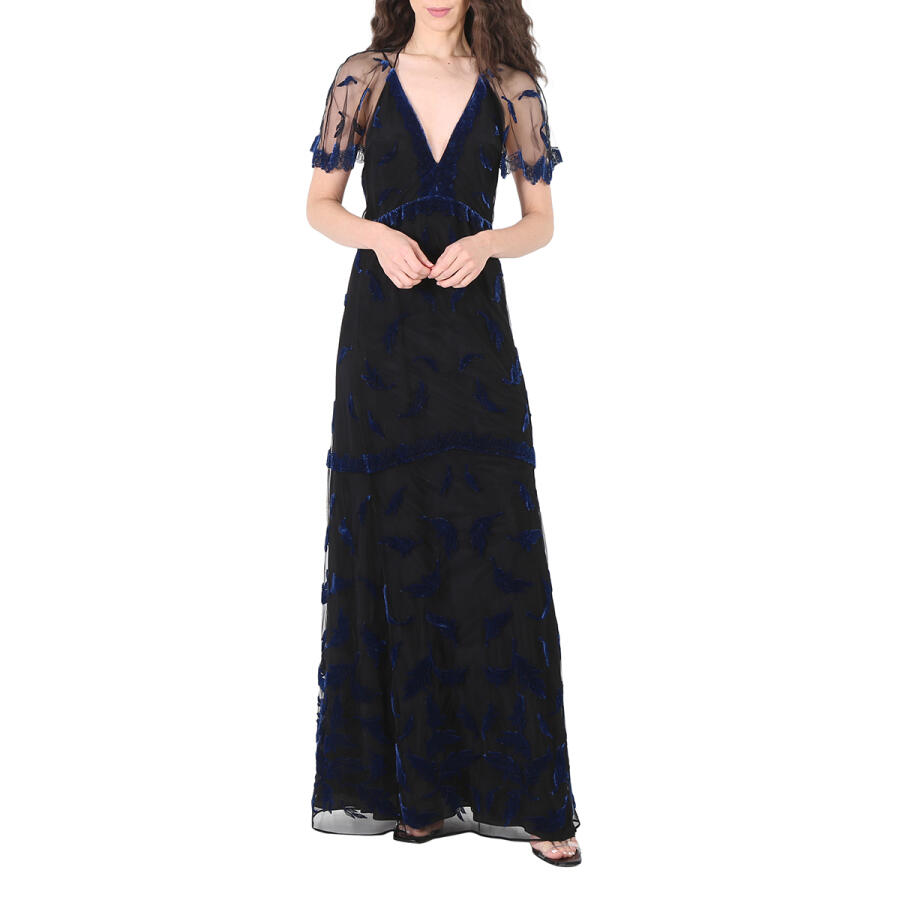 Burberry Velvet Leaf Cap-sleeve Gown Cover