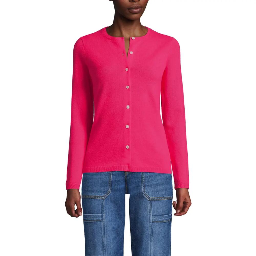 Lands' End Cashmere Cardigan Sweater in Bright Petunia Rose Cover