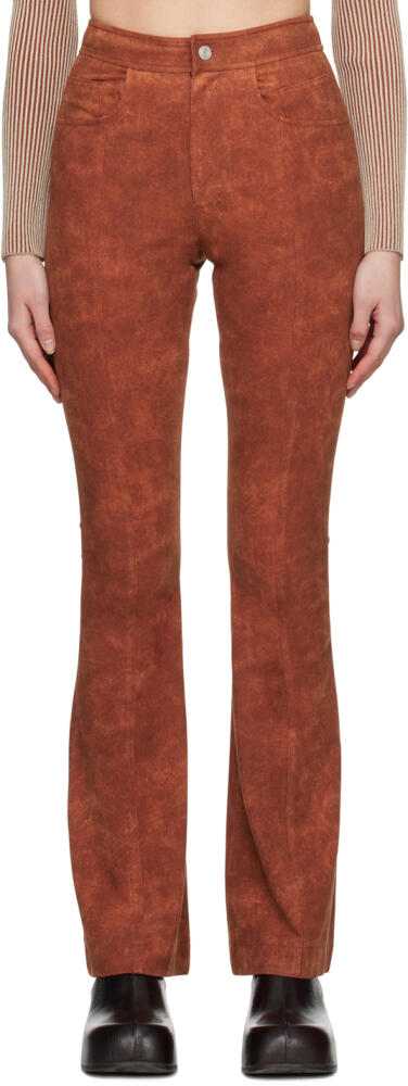 Andersson Bell Orange Paneled Faux-Leather Trousers Cover