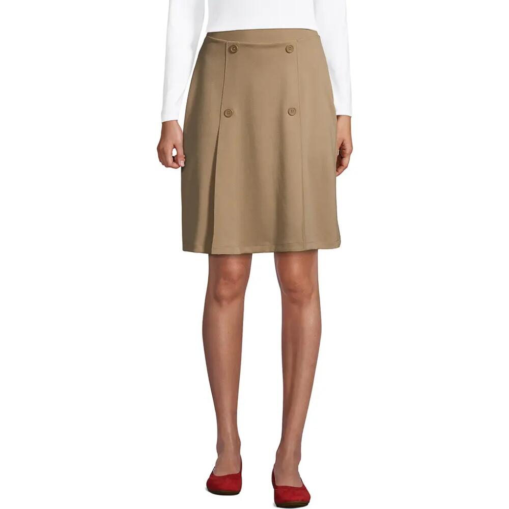 Lands' End School Uniform Ponte Button Front Skort in Khaki Cover