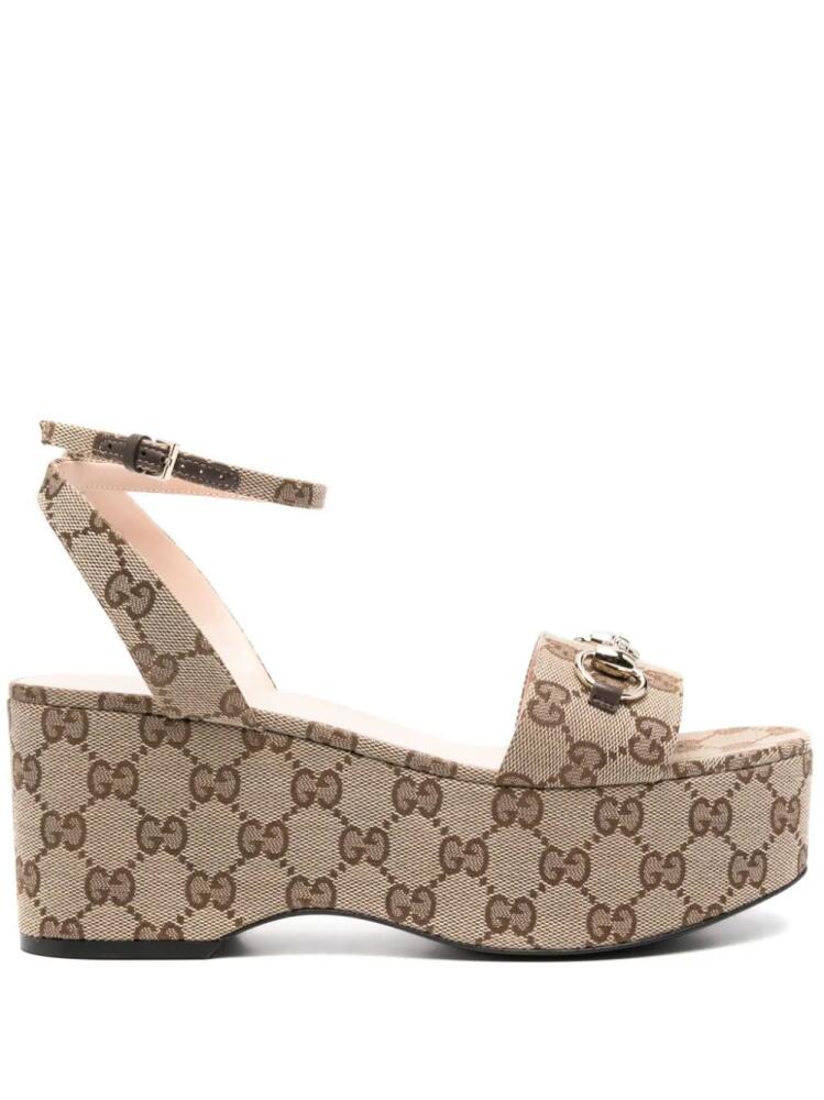 Gucci 75mm Horsebit flatform sandals - Neutrals Cover