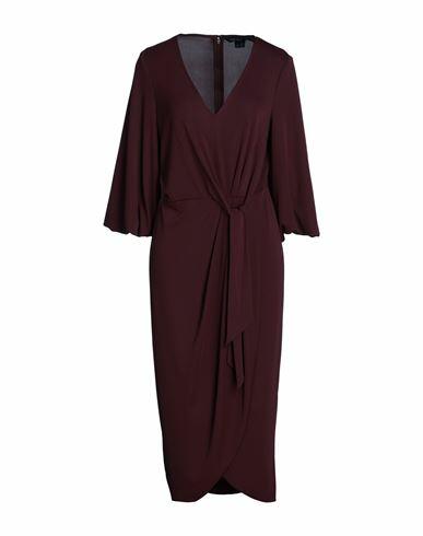 Lauren Ralph Lauren Stretch Jersey Tie-front Midi Dress Woman Midi dress Burgundy Polyester, Elastane Cover