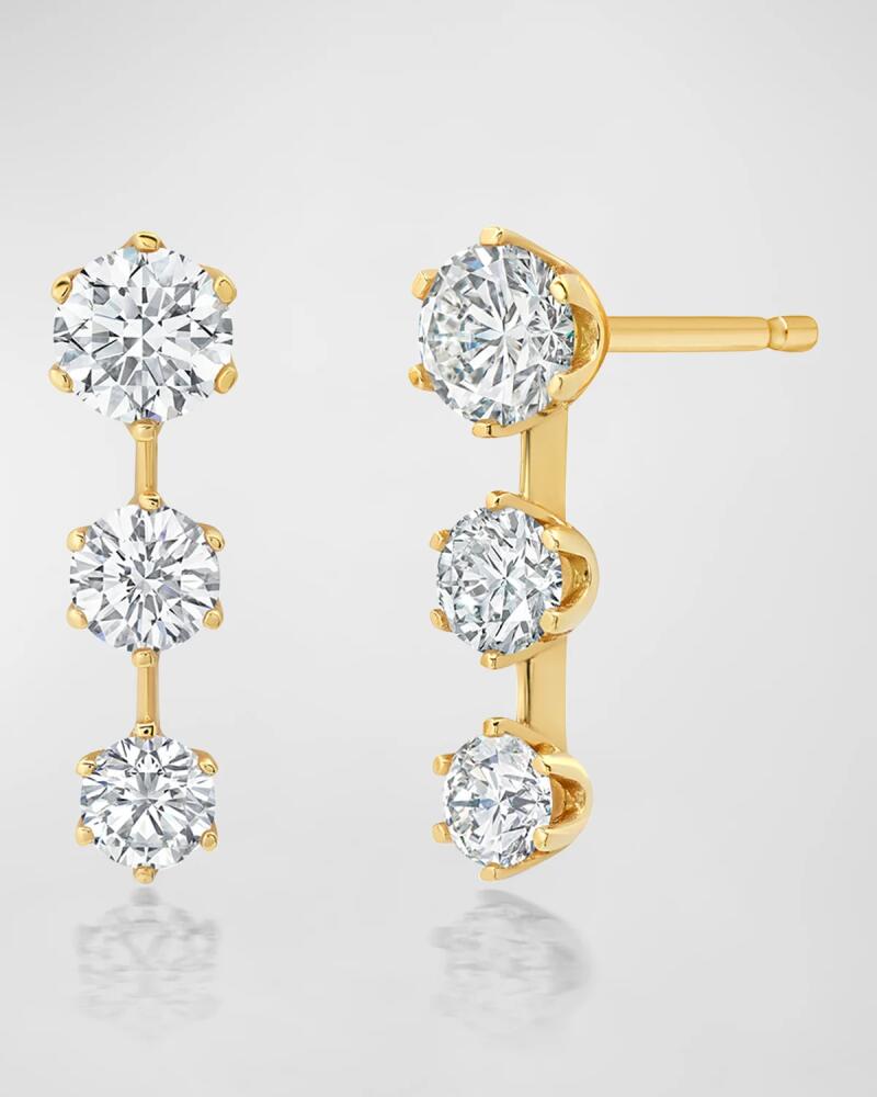 Graziela Gems 18k Yellow Gold Short Triple Diamond Drop Earrings Cover