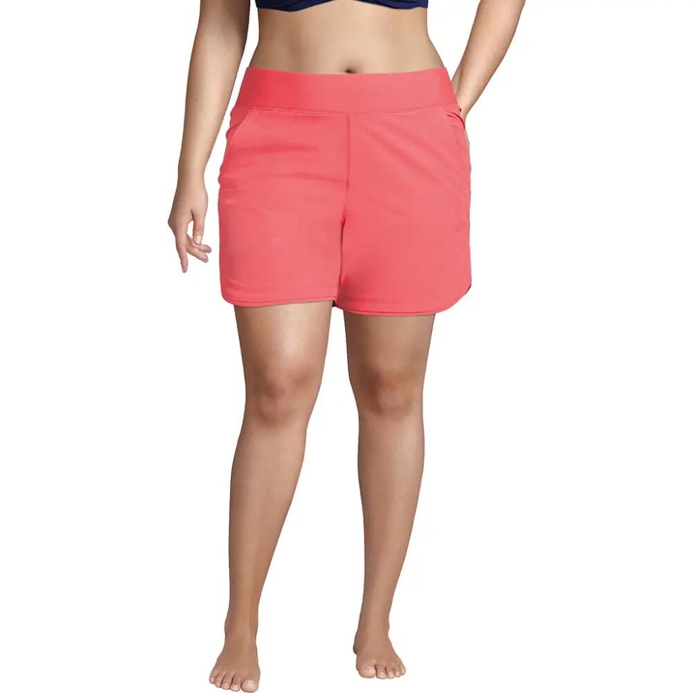 Lands' End 5" Quick Dry Elastic Waist Board Shorts Swim Cover-up Shorts with Panty in Wood Lily Cover