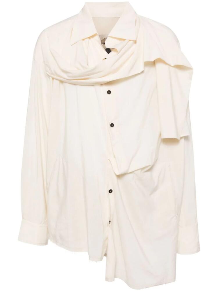 Ziggy Chen asymmetric-hem long-sleeve shirt - Neutrals Cover