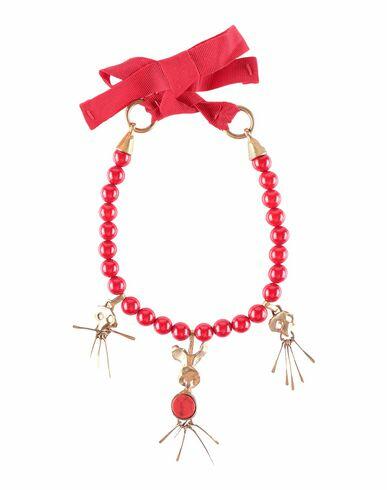 Valentino Garavani Woman Necklace Red Textile fibers, Metal Cover