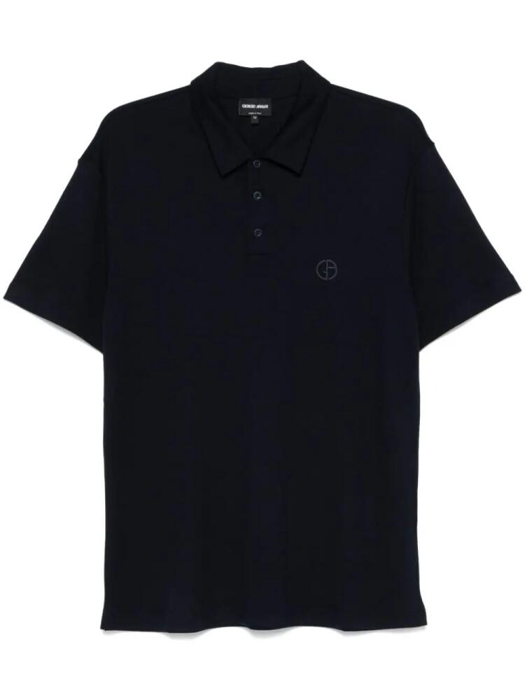 Giorgio Armani wool short-sleeve polo shirt - Blue Cover