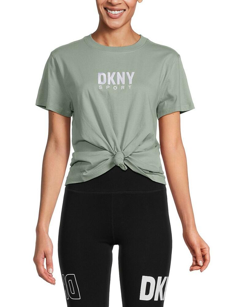 DKNY Women's Logo Twisted Tee - Green Cover