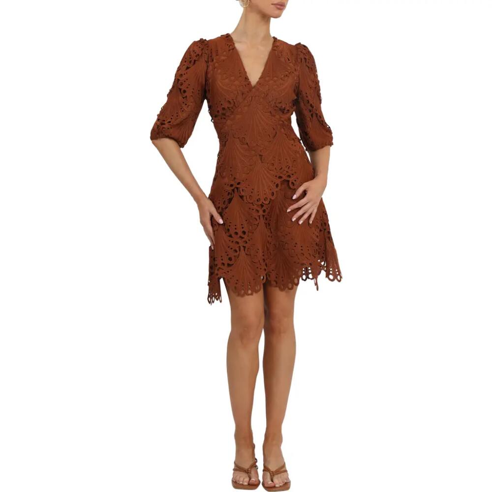 Adelyn Rae Harper Lace Minidress in Toffee Cover