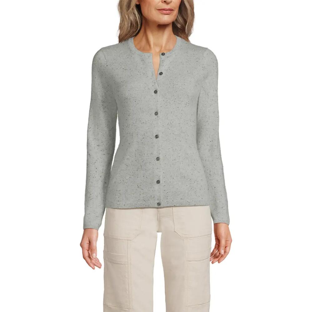 Lands' End Cashmere Cardigan Sweater in Gray/black Donegal Cover