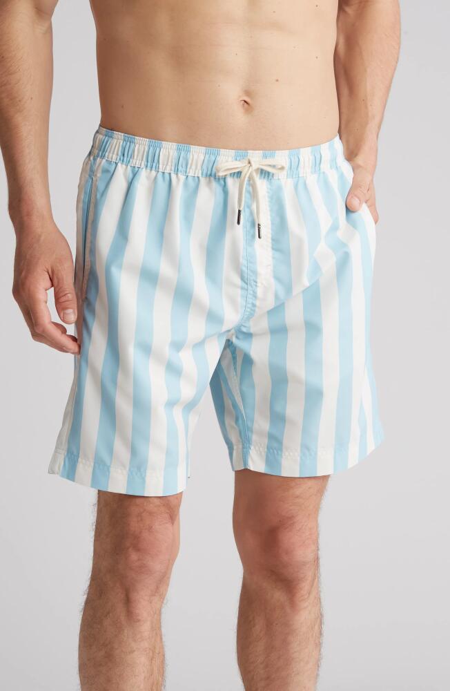 Nordstrom 8-Inch Classic Swim Trunks in Light Blue Resort Stripe Cover