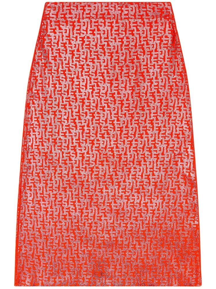 Diesel M-Ikaria monogram-print knitted midi skirt - Red Cover