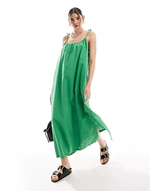 JJXX linen blend maxi dress in green Cover