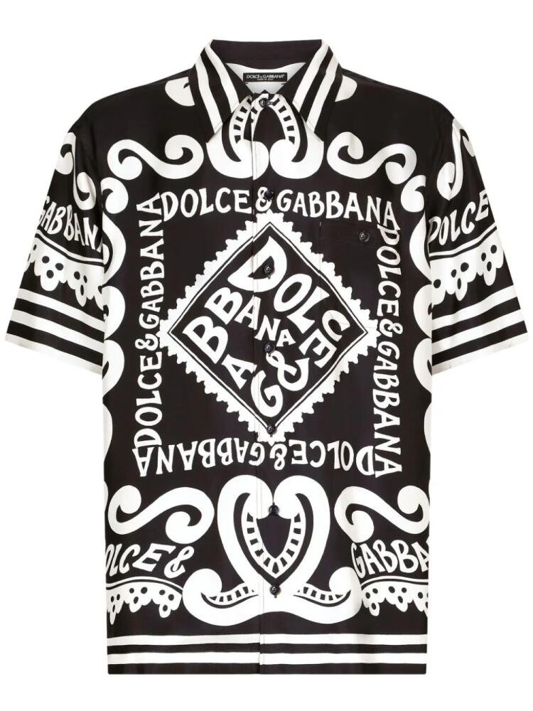 Dolce & Gabbana printed short-sleeve silk shirt - Black Cover