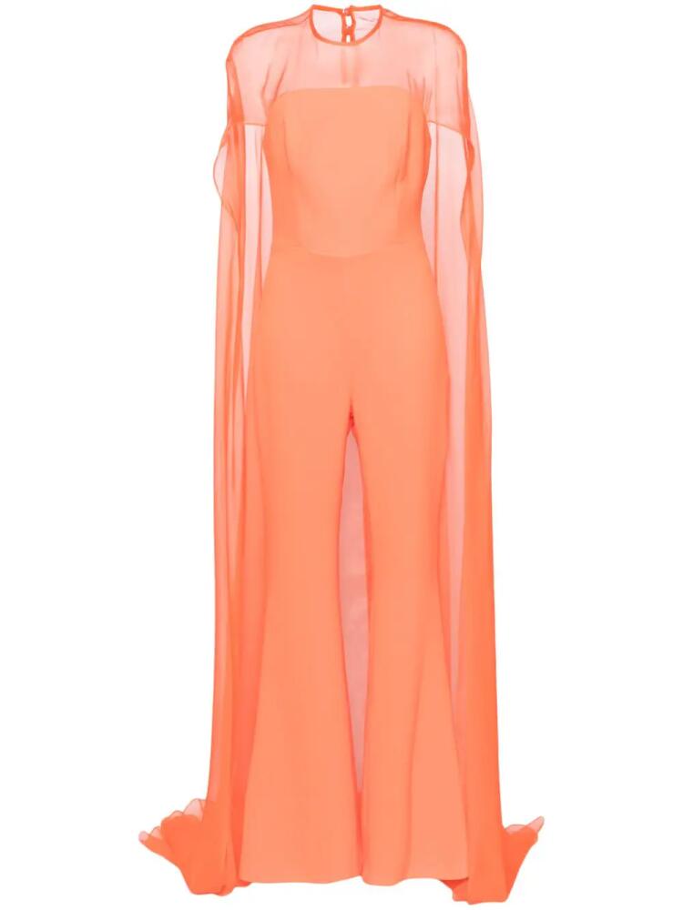 Isabel Sanchis cape-overlay silk jumpsuit - Orange Cover