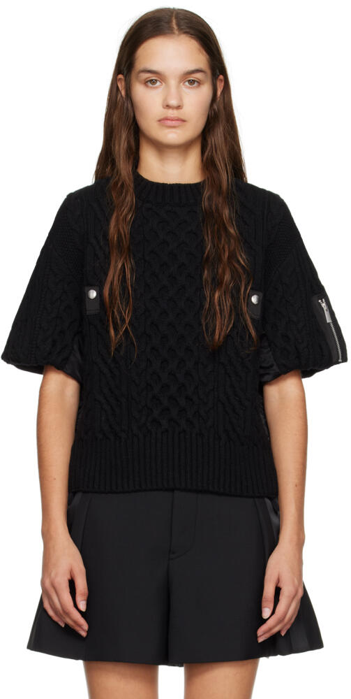 sacai Black Paneled Sweater Cover