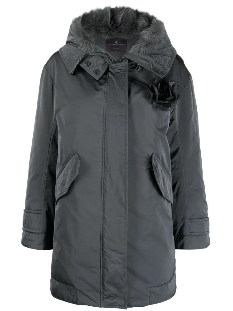 Ermanno Scervino floral-appliqué parka coat - Grey Cover