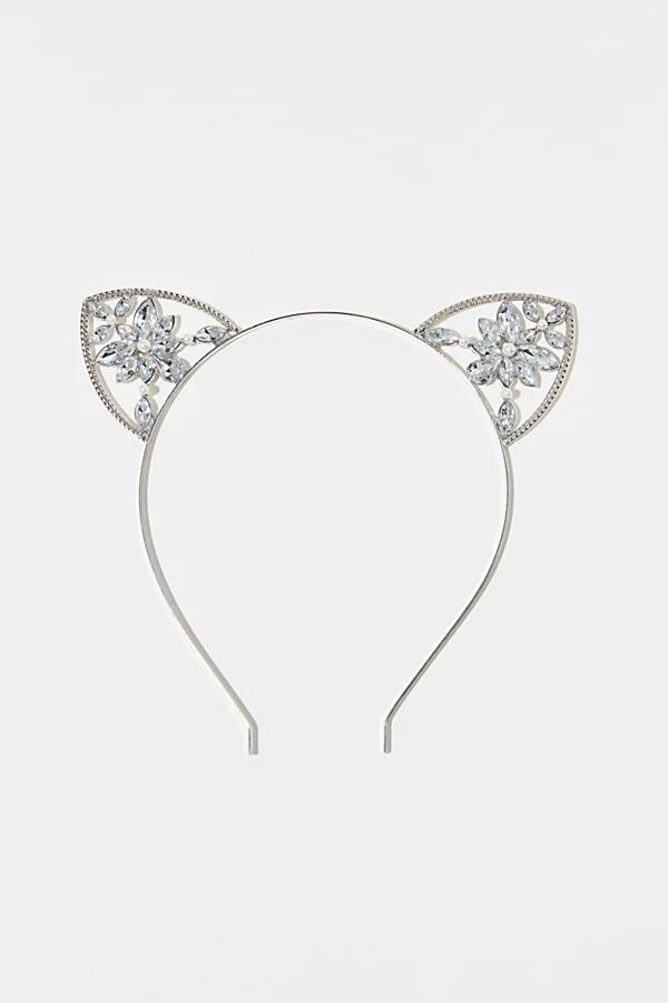 Rhinestone Cat Ears Headband in Silver Cover