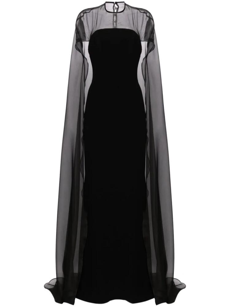 Isabel Sanchis cape-overlay silk gown - Black Cover