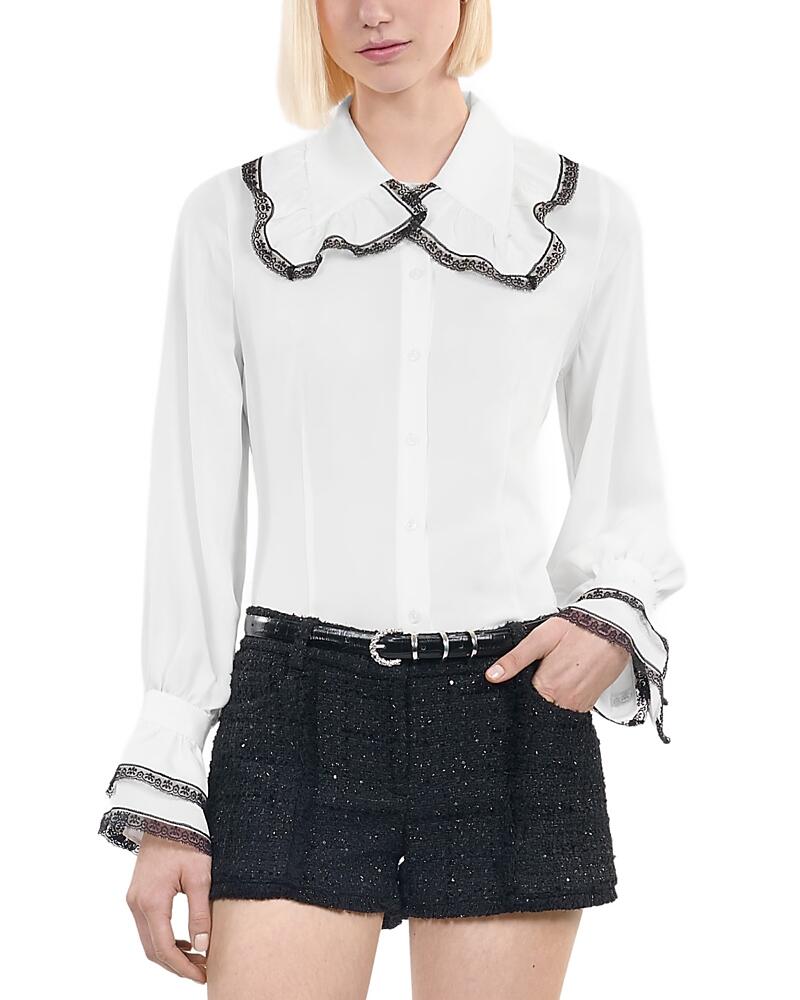 The Kooples Silk Lace Trim Shirt Cover