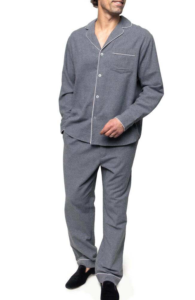 Petite Plume Men's Cotton Flannel Pajamas in Grey Cover