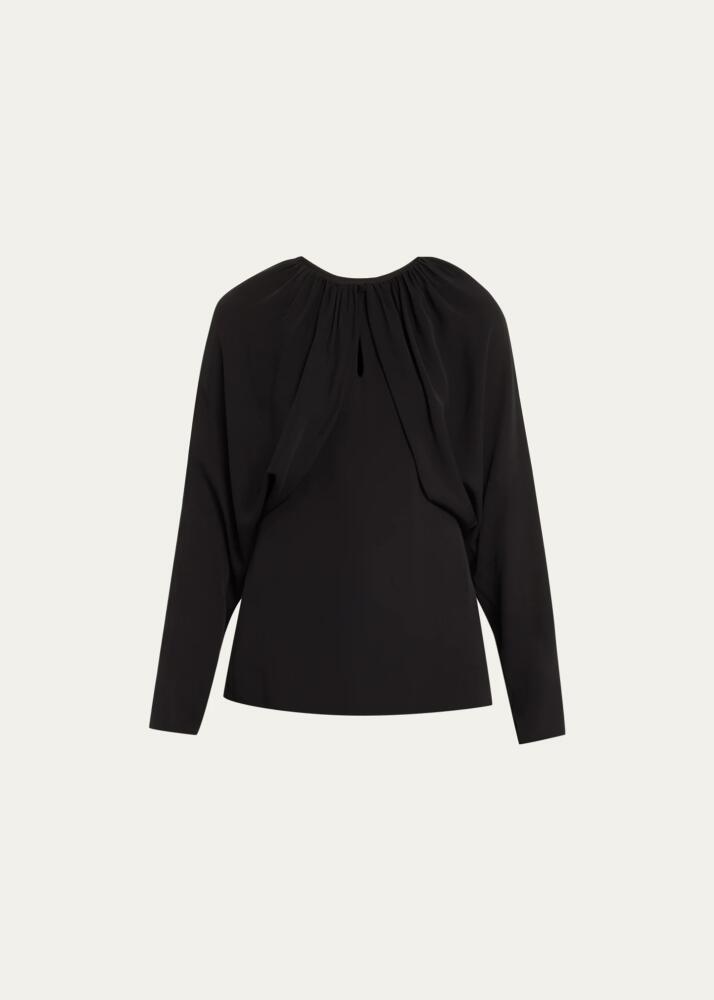 Lafayette 148 New York Ruched Bolero-Sleeve Georgette Blouse Cover