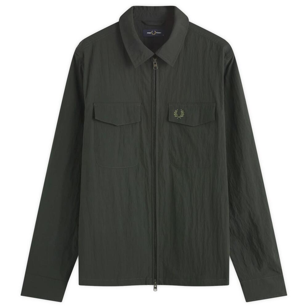 Fred Perry Men's Zip Overshirt in Night Green Cover