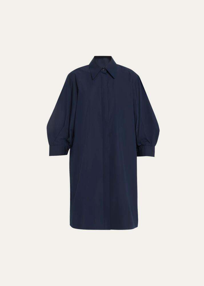 Lafayette 148 New York Blouson-Sleeve Cotton Poplin Midi Shirtdress Cover