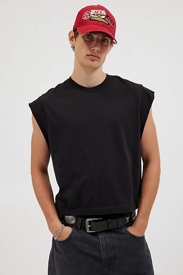 BDG Grayson Solid Cutoff Muscle Tee in Black Cover