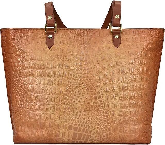 Anuschka Large Zip Top Tote 698 (Croc Embossed Caramel) Bags Cover