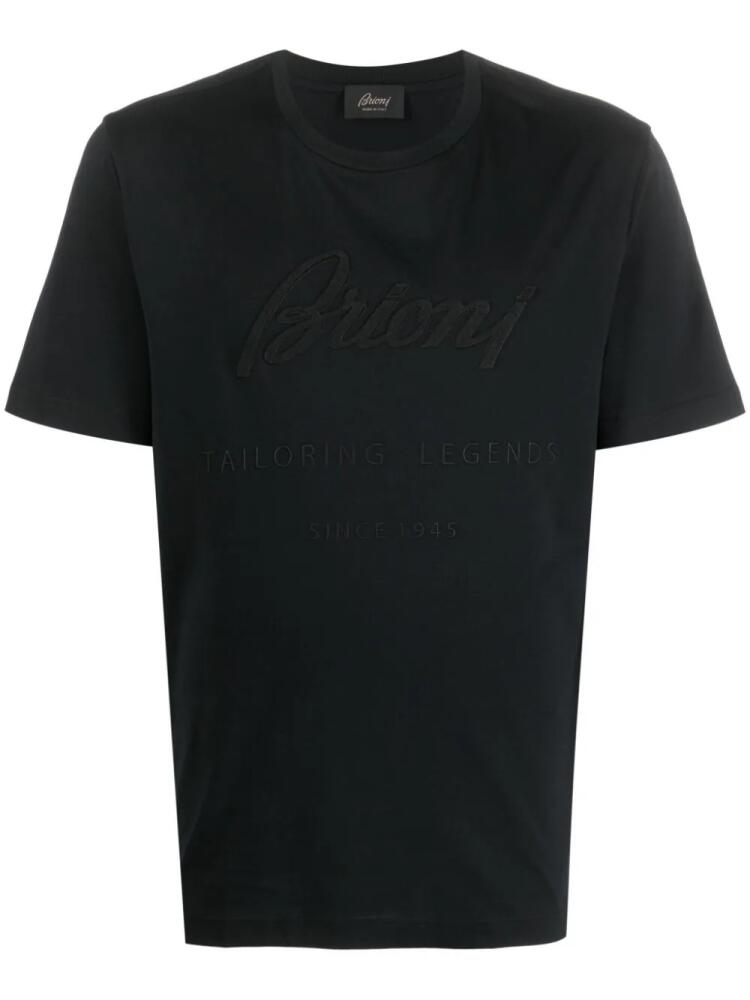 Brioni logo-appliqué cotton T-shirt - Black Cover