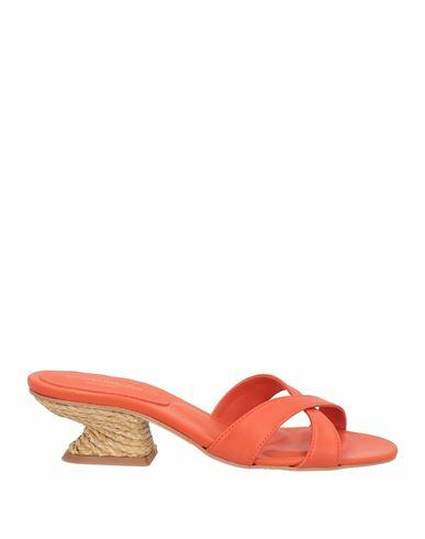 Paloma Barceló Woman Sandals Orange Leather Cover